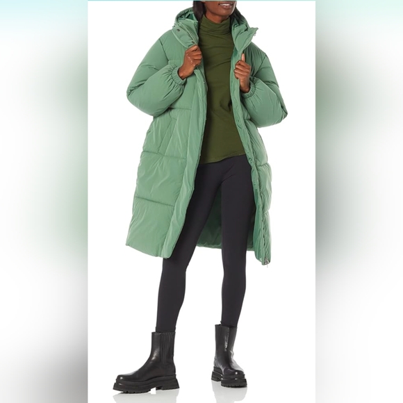 AMAZON ESSENTIALS Oversized Long Puffer Jacket Sage Green Plus Size 1X NWT - Picture 1 of 16